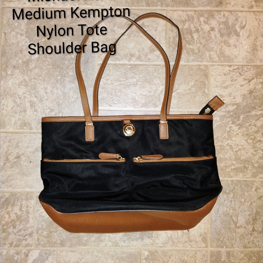 Michael Kors Black and Brown Nylon Kempton Tote